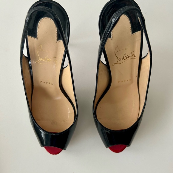 Christian Louboutin Black and Red Peep-Toe Heels